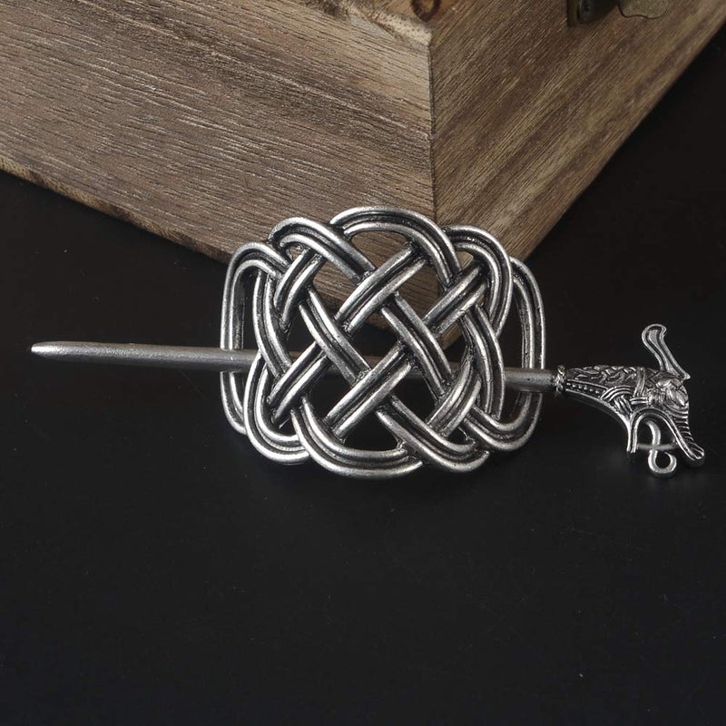 LQQQL Viking Celtic Hair Clips Hairpins- Viking Hair Accessories Celtic Knot Hair Pins Antique Silver Hair Sticks Irish Hair Decor Accessories for Long Hair Jewelry Braids Hair Slide Clip - Image 2